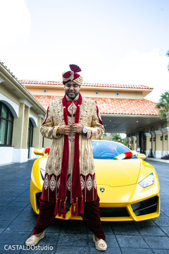 Magnificent Indian groom in front of his wedding vehicle. Magnificent Indian groom in front of his wedding vehicle.