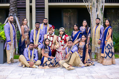 Charming Indian couple with bridesmaids and groomsmen capture. Charming Indian couple with bridesmaids and groomsmen capture.