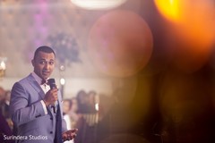 Indian groom's wedding reception speech capture. Indian groom's wedding reception speech capture.