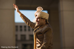 Indian groom waving at the audience Indian groom waving at the audience