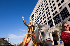 Indian groom on horse during baraat Indian groom on horse during baraat