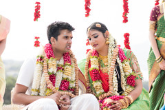 Indian couple wearing the garlands Indian couple wearing the garlands