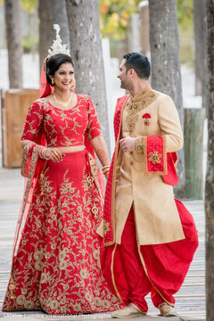 Indian bride and groom walking outside Indian bride and groom walking outside