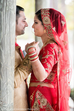 Indian bride and groom's romantic photo Indian bride and groom's romantic photo