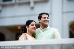 Adorable Indian bride and groom outdoor portrait. Adorable Indian bride and groom outdoor portrait.