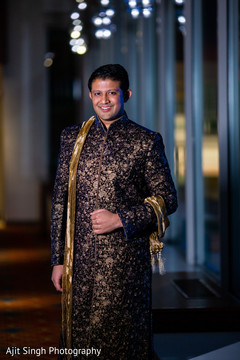 Charming Indian groom on his ceremony outfit. Charming Indian groom on his ceremony outfit.