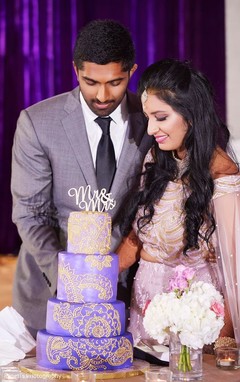Indian couple cutting cake scene. Indian couple cutting cake scene.