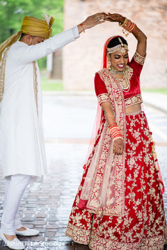Indian bride and groom having fun during the photo shoot Indian bride and groom having fun during the photo shoot