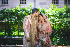 Indian bride and groom having a romantic moment Indian bride and groom having a romantic moment