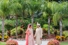 Lovely Indian bride and groom holding hands. Lovely Indian bride and groom holding hands.