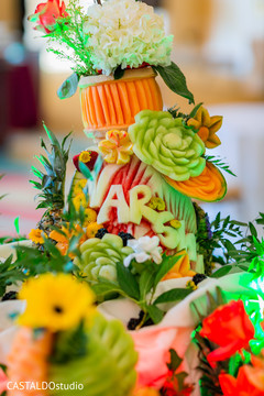 Marvelous Indian wedding personalized fruits decoration. Marvelous Indian wedding personalized fruits decoration.