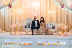 Indian bride and groom at reception party. Indian bride and groom at reception party.
