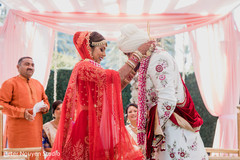Indian bride placing the garland on Raja Indian bride placing the garland on Raja