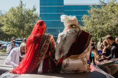 Indian bride and groom on their ride Indian bride and groom on their ride