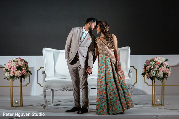 Indian bride and groom having a tender moment