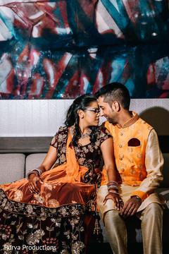 Indian couple at their sangeet capture. Indian couple at their sangeet capture.
