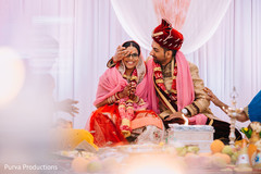Maharani getting the tilak red mark. Maharani getting the tilak red mark.