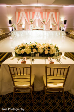 Indian couple's reception table setup. Indian couple's reception table setup.