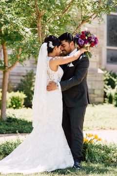 Indian bride and groom having a romantic moment Indian bride and groom having a romantic moment