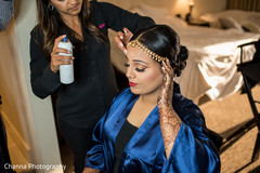 Indian bride getting her hair done Indian bride getting her hair done