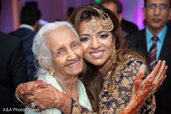 Indian bride during the reception with special guest