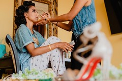 Maharani being assisted by makeup artist Maharani being assisted by makeup artist
