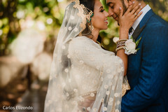 Indian bride and groom's romantic moment Indian bride and groom's romantic moment