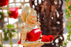 Indian wedding ceremony aisle golden statue. Indian wedding ceremony aisle golden statue.