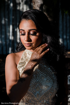 Indian bride on her mehndi party outfit. Indian bride on her mehndi party outfit.