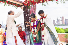 Indian couple receiving blessings at ceremony. Indian couple receiving blessings at ceremony.