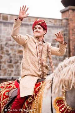 Elegant Indian groom riding baraat white horse. Elegant Indian groom riding baraat white horse.