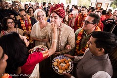Indian groom's milni. Indian groom's milni.