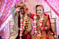 Joyful bride and groom at the ceremony Joyful bride and groom at the ceremony