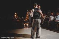 Indian bride and groom magical first dance scene. Indian bride and groom magical first dance scene.