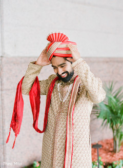 Raja putting the pagri before the ceremony Raja putting the pagri before the ceremony