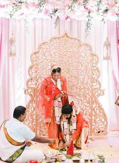 Indian bride and groom during the rituals Indian bride and groom during the rituals