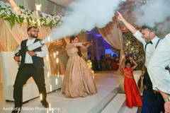 Couple having fun with smoke machine Couple having fun with smoke machine