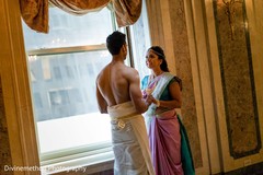 Indian bride and groom meeting prior to the wedding Indian bride and groom meeting prior to the wedding