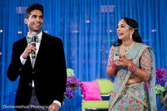 Indian groom delivering a message for the guests Indian groom delivering a message for the guests