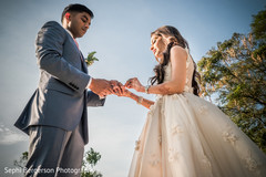 Closeup capture of Indian bride putting ring to groom. Closeup capture of Indian bride putting ring to groom.