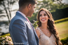 Joyful Indian bride looking at groom. Joyful Indian bride looking at groom.