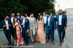 Outdoors indian bride and groom with bridesmaids and groomsmen capture Outdoors indian bride and groom with bridesmaids and groomsmen capture