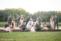 Outdoor themed indian couple with bridesmaids and groomsmen. Outdoor themed indian couple with bridesmaids and groomsmen.