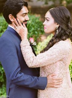 Indian bride and groom's romantic moment Indian bride and groom's romantic moment