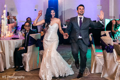 Indian lovebirds grand entrance to wedding reception. Indian lovebirds grand entrance to wedding reception.