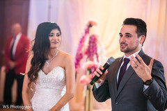 Indian couple at wedding reception speech. Indian couple at wedding reception speech.