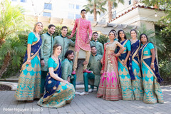 Indian couple posing with bridesmaids and groomsmen. Indian couple posing with bridesmaids and groomsmen.