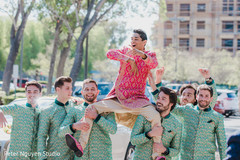 Joyful Indian groom during his baraat celebration. Joyful Indian groom during his baraat celebration.