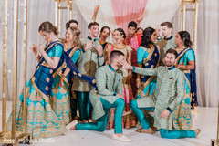 Glamorous Indian couple posing with bridesmaids and groomsmen. Glamorous Indian couple posing with bridesmaids and groomsmen.