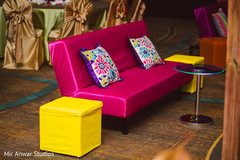 Colorful Sangeet seats setup. Colorful Sangeet seats setup.